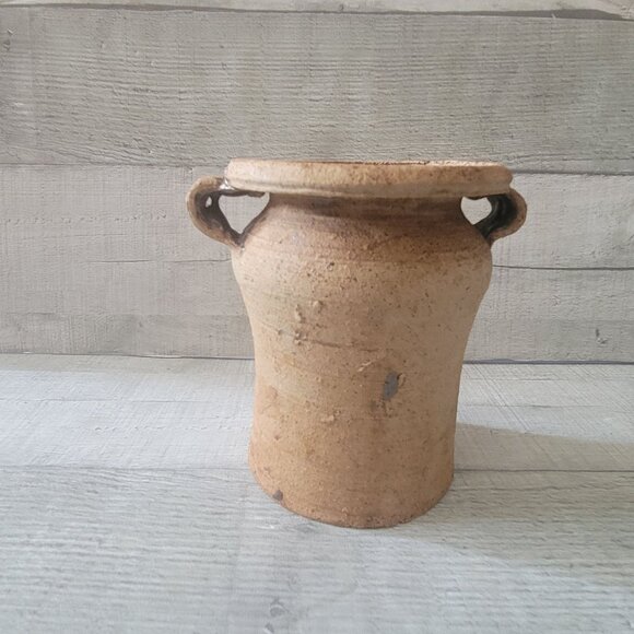 Rustic Handcrafted Clay Vase With Tree Design & Dual Handles Utensil Holder - Picture 5 of 8